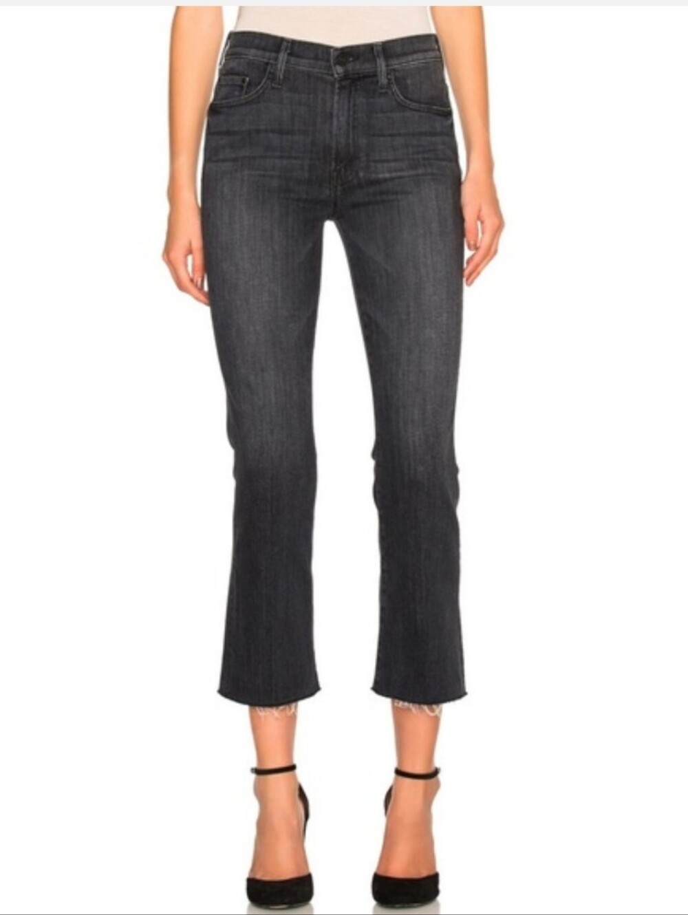 Mother Insider Crop Fray Jeans Gate Crasher Gray Grunge Minimalist Denim Size 25